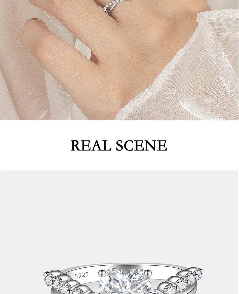 PERMANY 1CT Heart Cut Moissanite Ring for Women – S925 Sterling Silver Luxury Wedding Jewelry