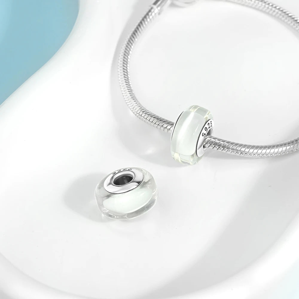 New 925 Sterling Silver Pink Daisy Murano Glass Charm | Cold Enamel Bead Fit Pandora Bracelet & Necklace