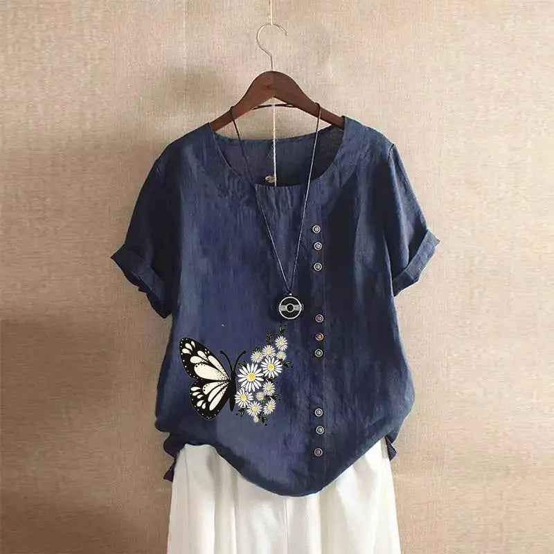Women Cotton Linen Streetwear Summer Y2K Tops – Vintage Casual Elegant T-Shirt Loose Fashion Tee 👕✨