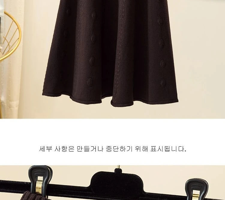 High Waist Knitted Midi Skirt – Women’s Sweater Matching Large Flounce A-Line Umbrella Skirt | Spring, Autumn & Winter