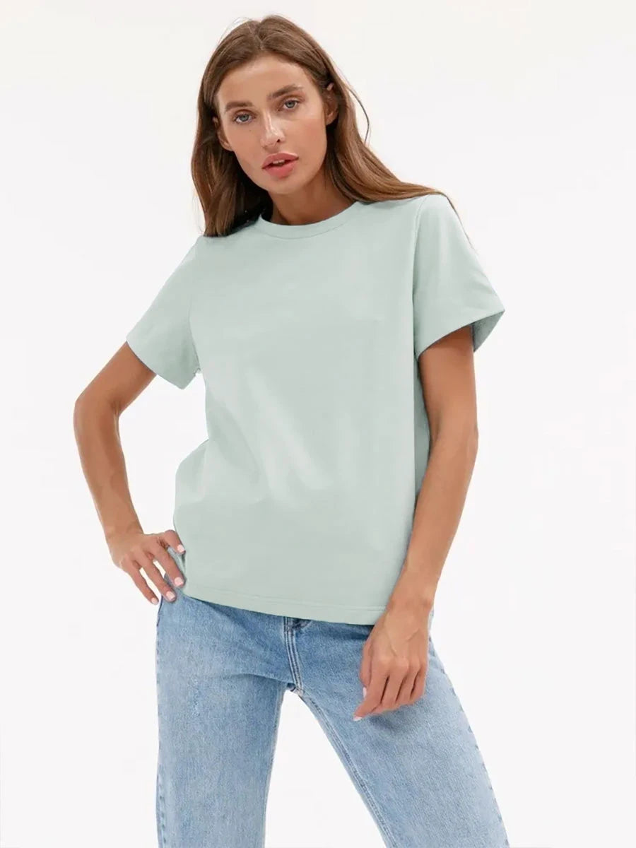 Bornladies Women’s Summer Cotton T-Shirt | Basic Solid Short Sleeve Loose Top | Fashionable Bottoming Shirt