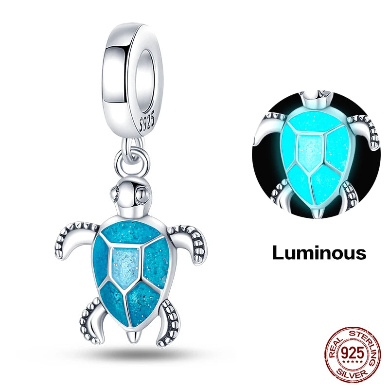 Blue Ocean Series 925 Sterling Silver Turtle Crab Mermaid Charms for 3mm Bracelet