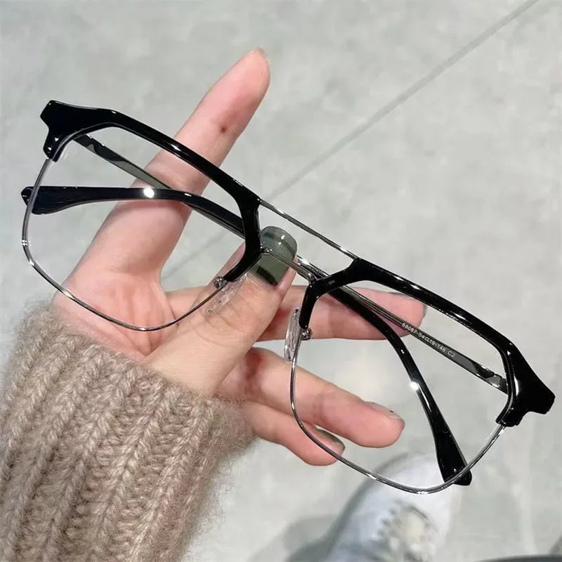 Luxury Brand Square Black Frame Myopia Glasses – Anti-Blue Light Nearsighted Eyeglasses Unisex (0 to -4.0 Diopters)
