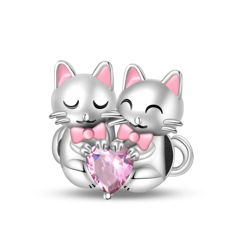 Cute Pet Kitten Puppy Sheep Charms | Fit 925 Original Pandora Bracelets | Colorful Zircon Beads DIY Jewelry Gift