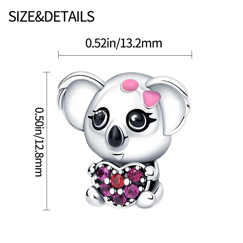 Cute Pet Kitten Puppy Sheep Charms | Fit 925 Original Pandora Bracelets | Colorful Zircon Beads DIY Jewelry Gift