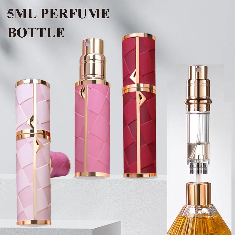 5ML Portable Mini Perfume Bottle – Travel Refillable Cosmetic Dispenser | Leather Leak-Proof Perfume Sprayer