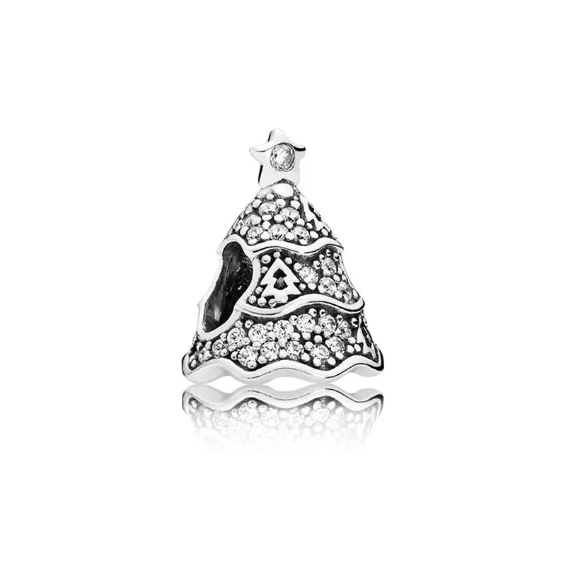 925 Sterling Silver Santa Claus Christmas Tree Elk Socks Charm | Fits Original Pandora Bracelet | DIY Lady Girl Jewelry