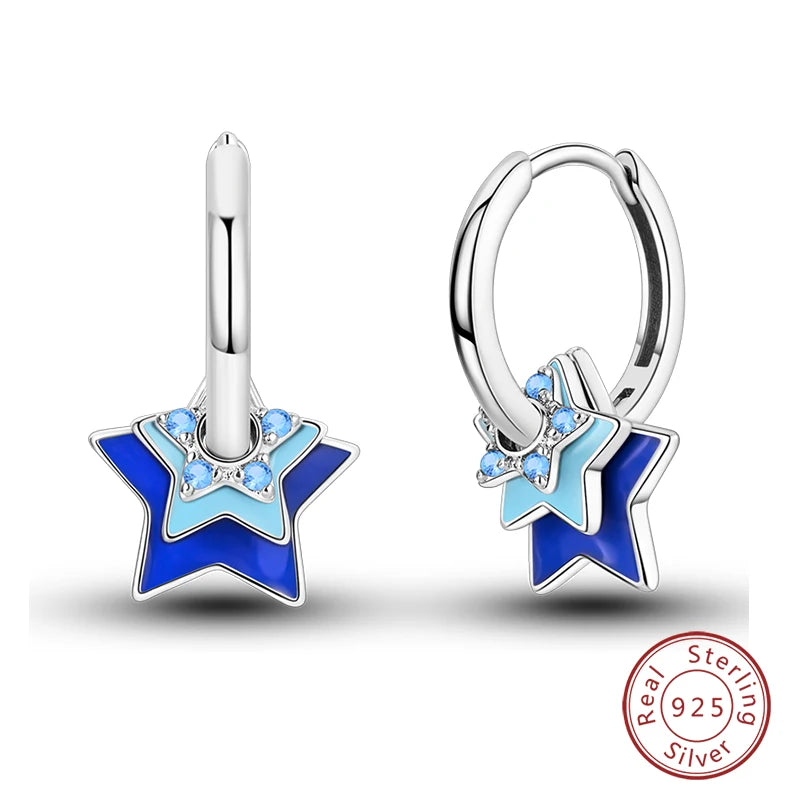 925 Sterling Silver Starlight Crystal Hoop Earrings – Circular Snake Bone Design Women’s Fashion Jewelry Gift