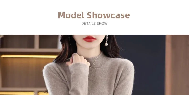 Women’s Mid-Length Knitted Wool Dress – High Collar Long Sleeve Casual Autumn Commute Dress for Ladies