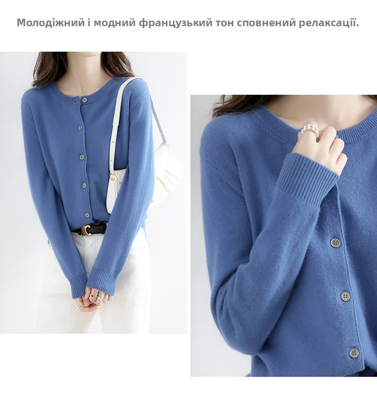 Off-Season Knitted Open Cardigan – Women’s Loose Round Neck Outerwear | Large Size Sweater for Spring & Autumn