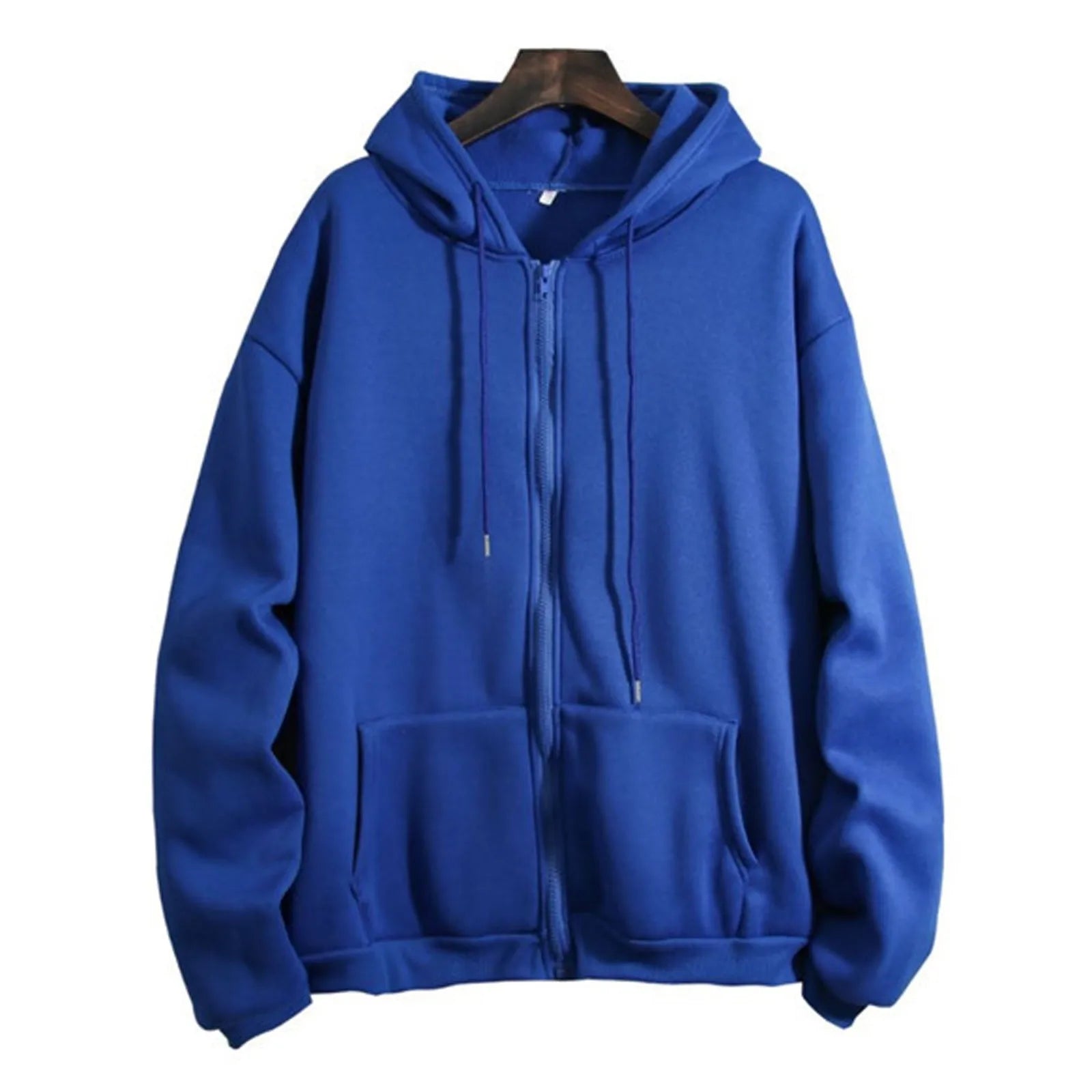 Spring Autumn Women Solid Color Hooded Sweatshirt Coat | Zipper Pocket Hoodie Jacket | Casual Outerwear Femme