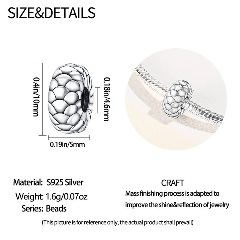 925 Sterling Silver Round Colored Zircon Spacer Beads – Fits Pandora Original Bracelets DIY Exquisite Party Jewelry