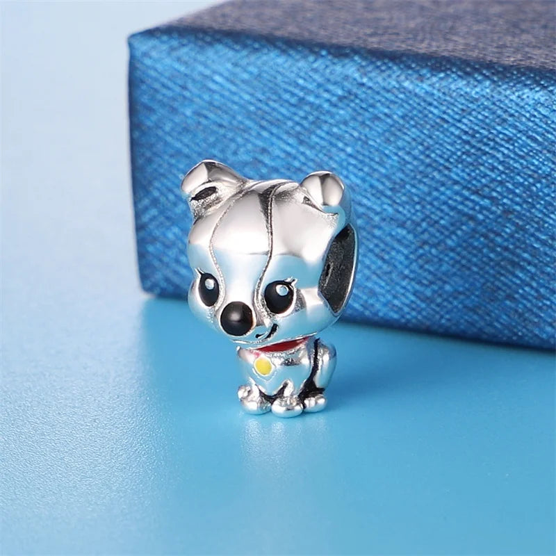 Cute Pet Kitten Puppy Sheep Charms | Fit 925 Original Pandora Bracelets | Colorful Zircon Beads DIY Jewelry Gift