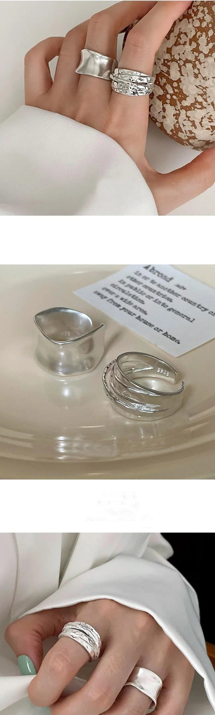 VENTFILLE 925 Sterling Silver Irregular Geometry Ring – Women’s Minimalist Jewelry Gift