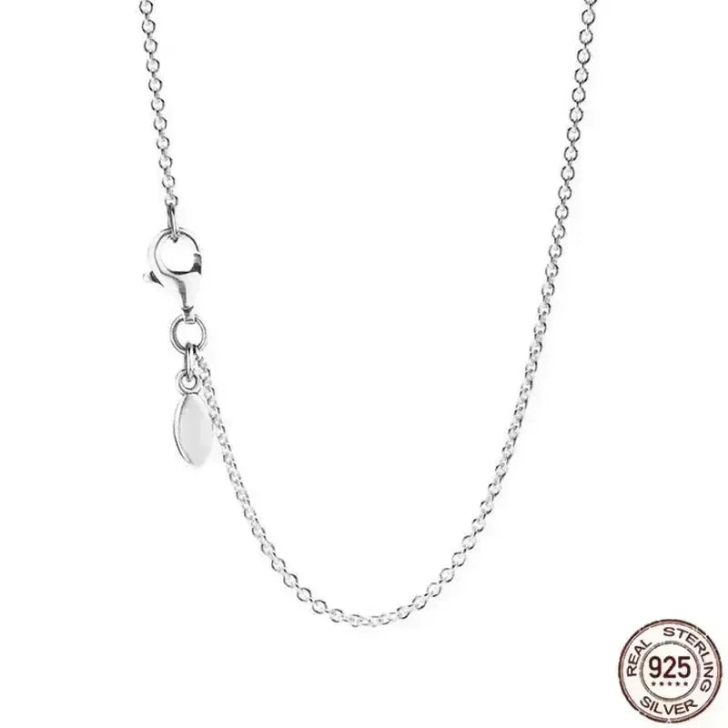 New 925 Sterling Silver Sparkling Heart-Shaped Square Pendant Necklace for Women