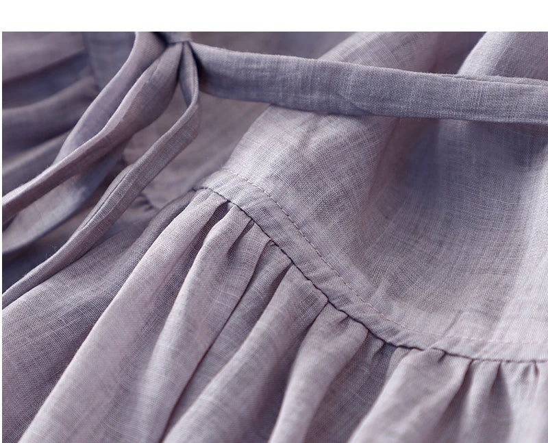 Elegant Embroidered Cotton Linen Long Dress – Women's Loose Waist Slimming Age-Defying Skirt, Spring, Summer & Autumn Fashion