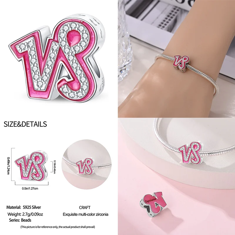 925 Sterling Silver Pink Zircon 12 Zodiac Signs Charms | Fit Original Pandora Bracelets DIY Jewelry Gift for Women