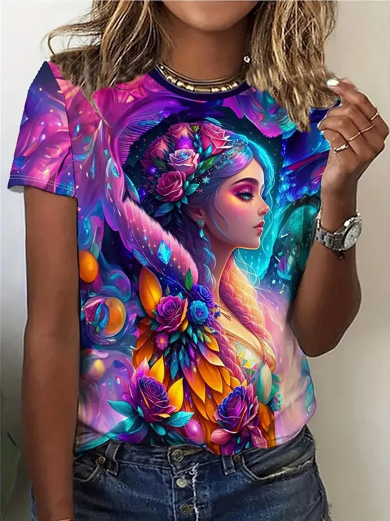 Summer Fairy Tale Princess Elf 3D Print Women’s T-Shirt – Harajuku Y2K Casual O-Neck Tee 👕✨