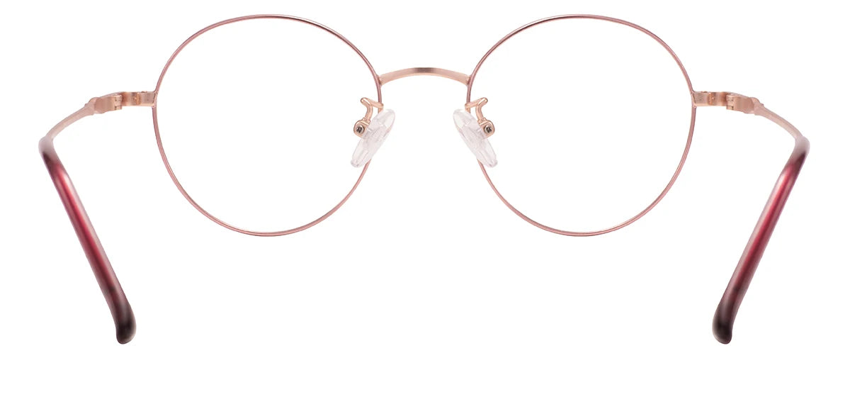 Colorful Round Metal Pink Glasses Frame – Luxury Unisex Full Rim Prescription Eyewear