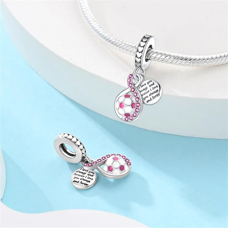 925 Sterling Silver Soccer Trophy Jersey Charm Beads – Fits 3mm Bracelets DIY Jewelry