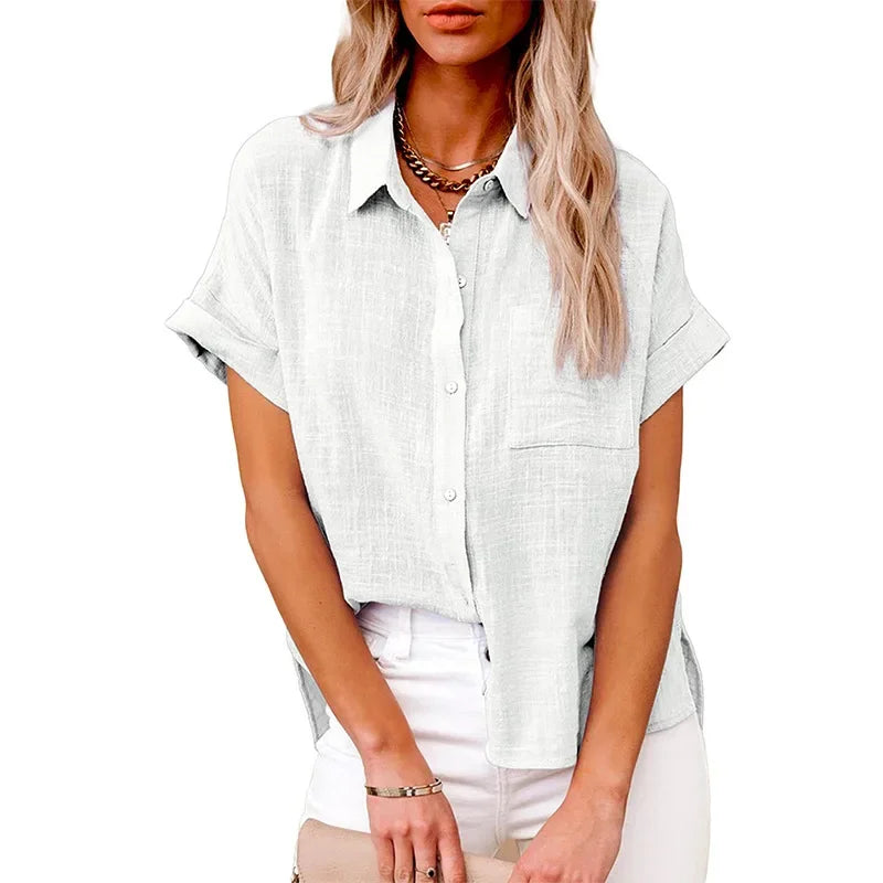 Women’s Short Sleeve Tee – Summer Loose Cotton & Linen Blouse Casual T-Shirt 🌞👚