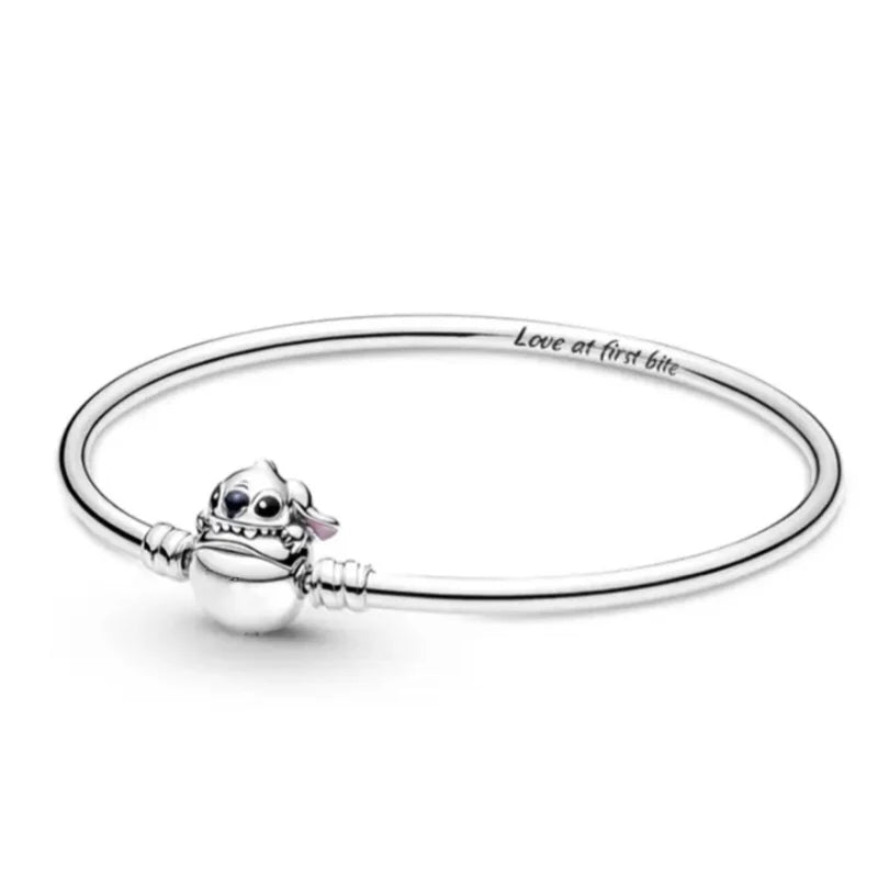 Disney 925 Sterling Silver Charm Bracelet | Mickey Minnie Stitch Jewelry