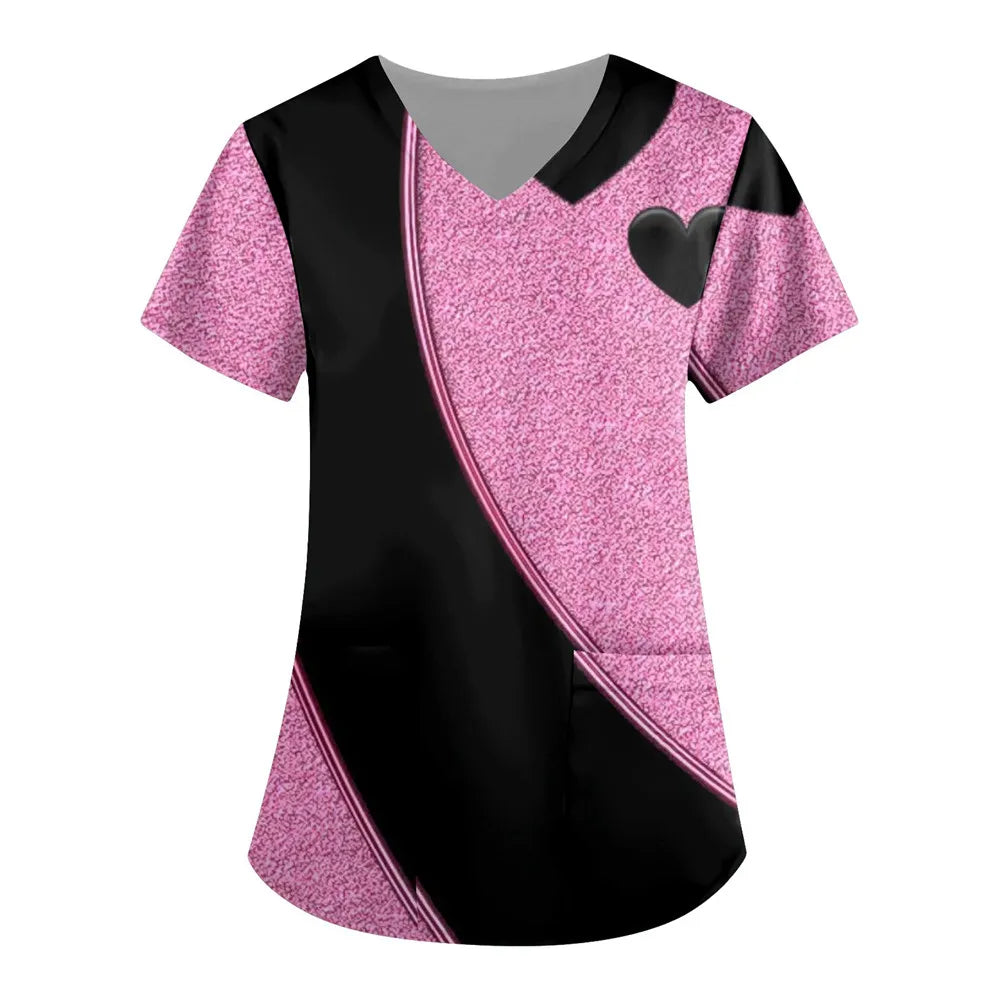 Women’s Nursing Scrubs ✨ Starlight 3D Print V-Neck Medical Uniform 💙