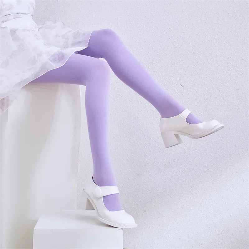 Candy Color Tights 50D – Anti-Slip Midweight Pantyhose, Textured Base Layer Stockings for Spring Wardrobe