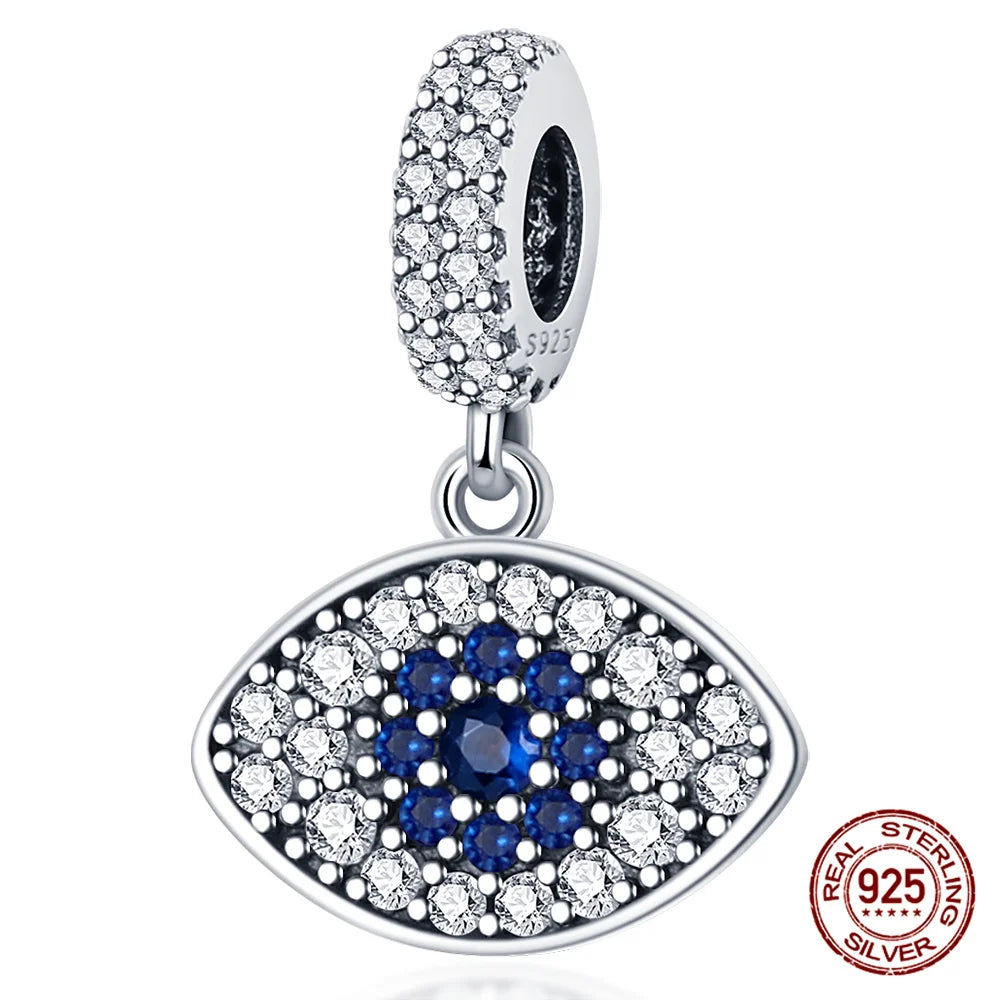 925 Sterling Silver Blue Zircon Evil Eye Charm | Original Devil Eye Series Bead Fits Pandora Bracelet – Women’s DIY Jewelry Gift