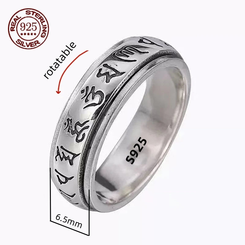 Simplicity Vintage S925 Sterling Silver Viking Ring – Rotatable Woven Pattern Unisex Jewelry Gift