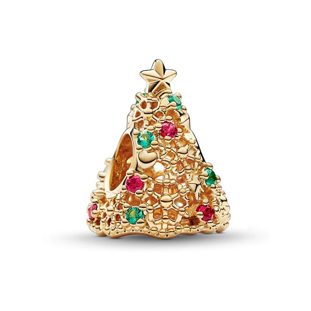 Sparkling Christmas Butterfly Bell Moon Charms | 925 Silver Beads Fit Original Pan Bracelet | DIY Women Jewelry New Year Gift