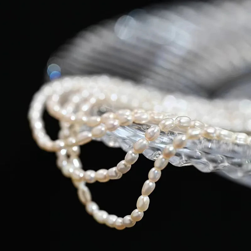 Dainashi 925 Sterling Silver Freshwater Pearl Necklace – 2.5–3.5mm Rice Shape Pearl Choker for Women Jewelry Gift