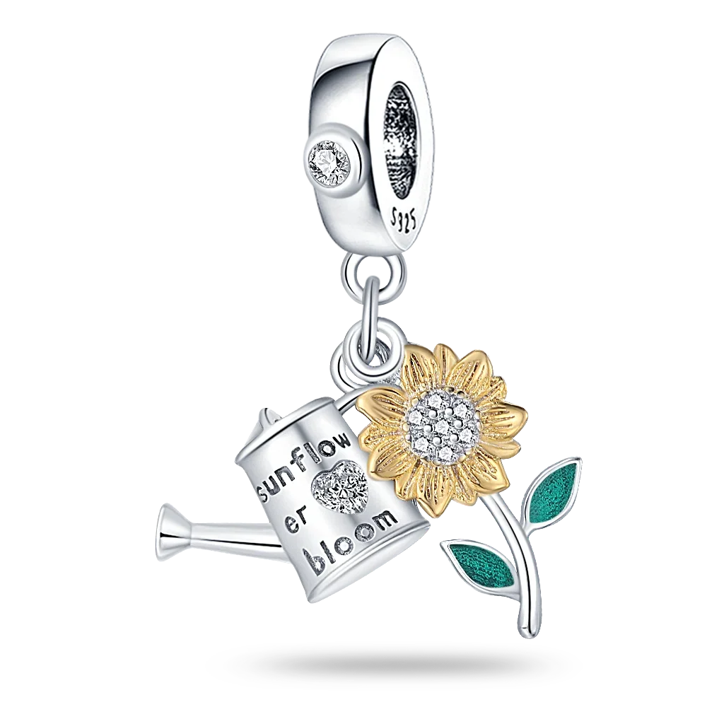 925 Sterling Silver Blue Series Charm | Dragonfly, Butterfly, Bird & Pansy Flower Pendant for 4MM Bracelet