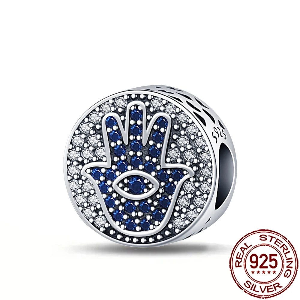 2025 New 925 Sterling Silver All-Seeing Eye Hamsa Hand Charm | Fits Pandora Bracelet & Women’s DIY Jewelry