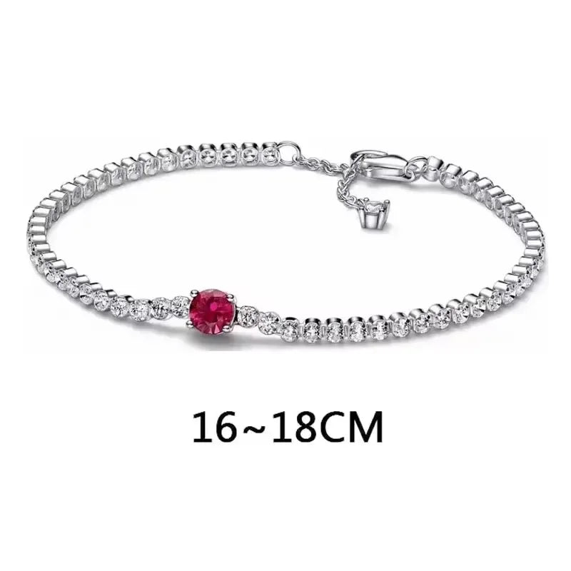 925 Sterling Silver Red Heart-shaped Ring Necklace Bracelet | Luxury Charm Jewelry for Women | DIY Party Gift Collection