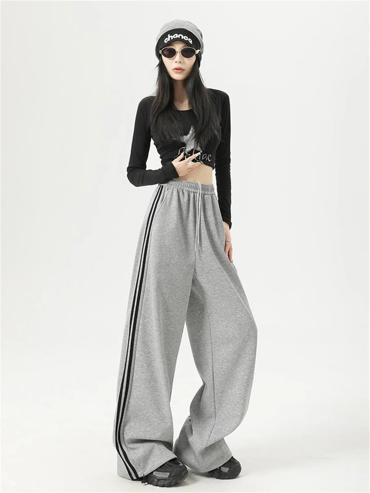 Women’s Stripe Chic Straight Pants | High Waist Color-Blocked Sweatpants | Autumn Spring Casual Streetwear