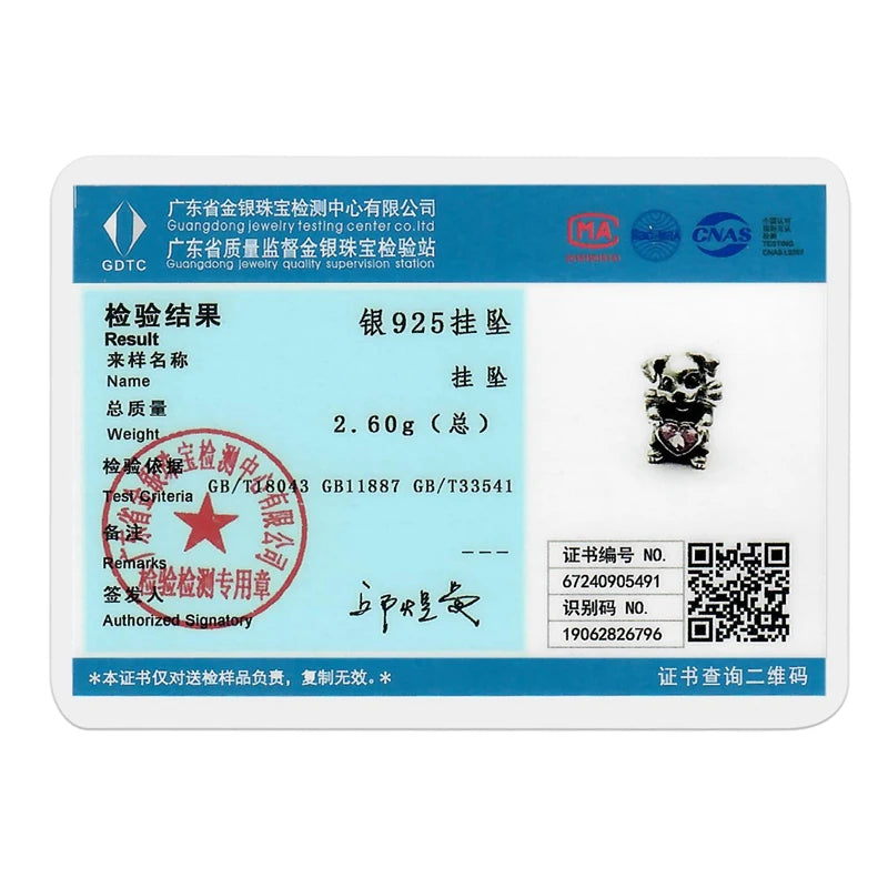 925 Sterling Silver Pink Cat & Dog Paw Charm Bead | Animal Claw Bone Beads for 925 Bracelet DIY Jewelry Gift