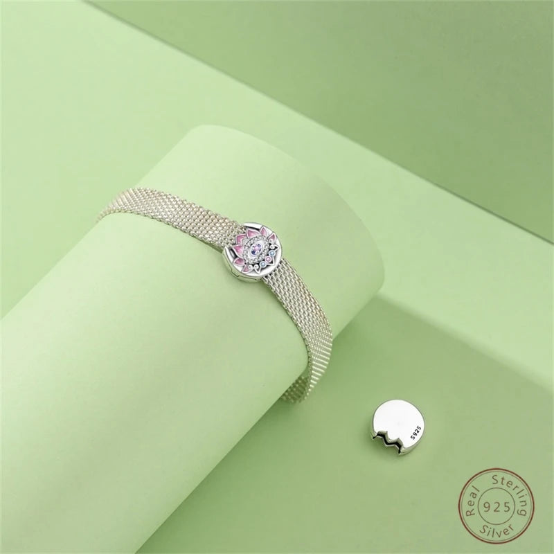 925 Sterling Silver Beaded Flat Pendant | Fantasy Original 3mm Beads for Women’s Bracelet Fine Jewelry