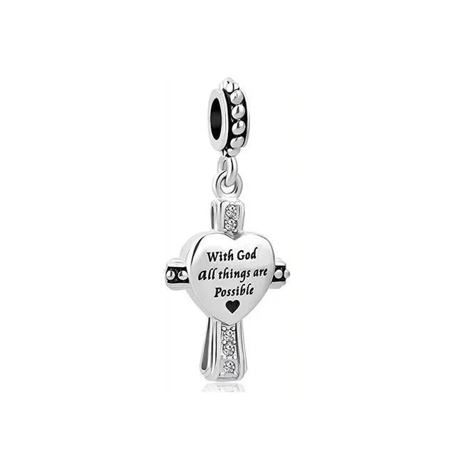 New 925 Sterling Silver Plated Christ Cross Buddha Charm Bead | Fit Original Pendant Bracelet DIY Fashion Jewelry