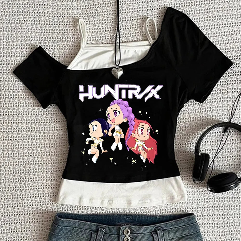 Y2K KPop Demon Hunters Graphic Sleeveless Tank | Casual Harajuku Streetwear | Japanese Rock Punk Camis