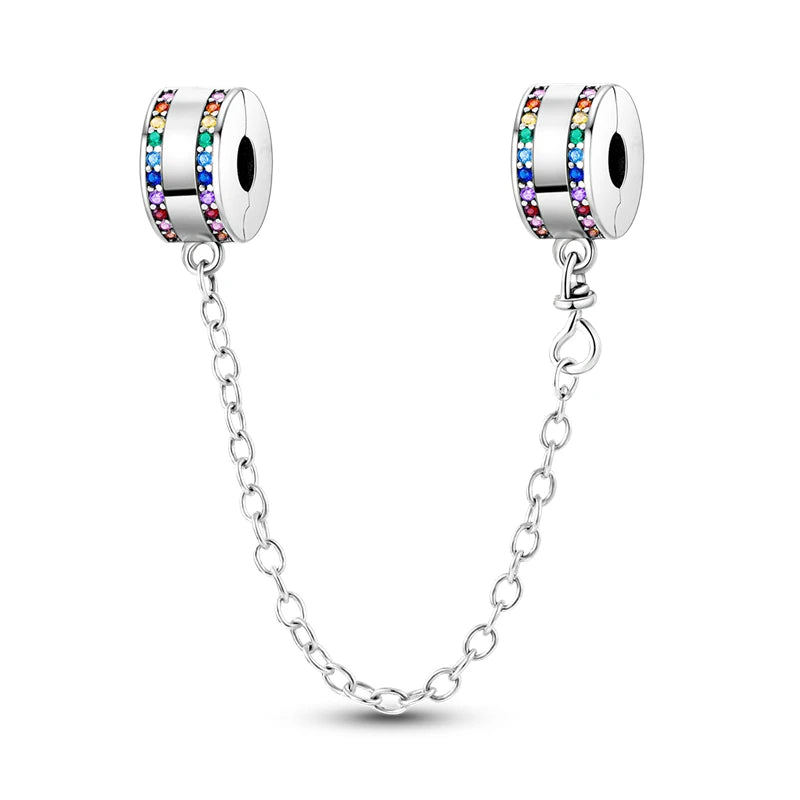 Silver Plated Colorful Glowing Moon & Stars Rainbow Dangle Charms | Fit Original Bracelet & Necklace | Women’s Jewelry Beads