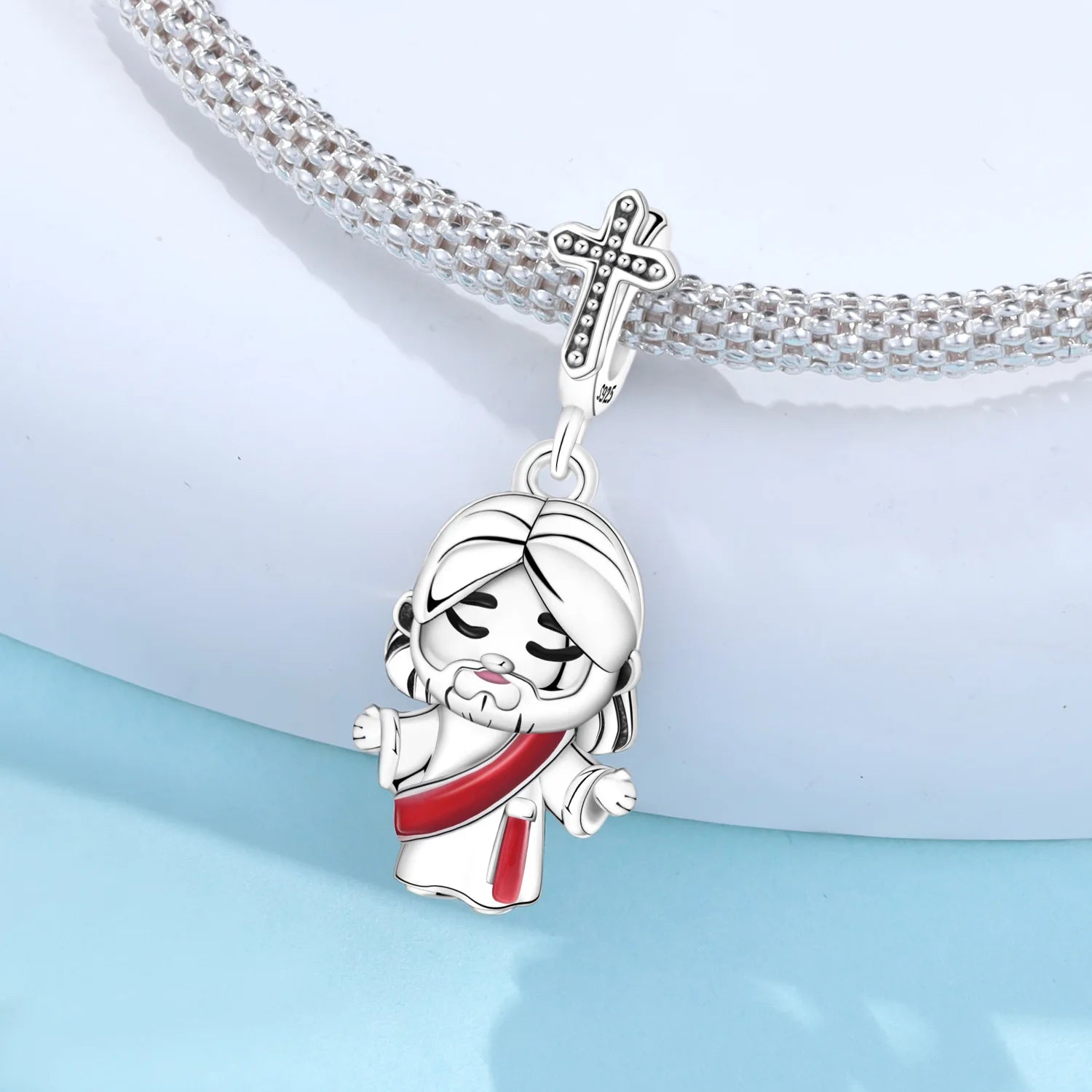 925 Sterling Silver Jesus Religious Symbol Charm Bead | Faith Pendant for Original Bracelet DIY Jewelry Gift