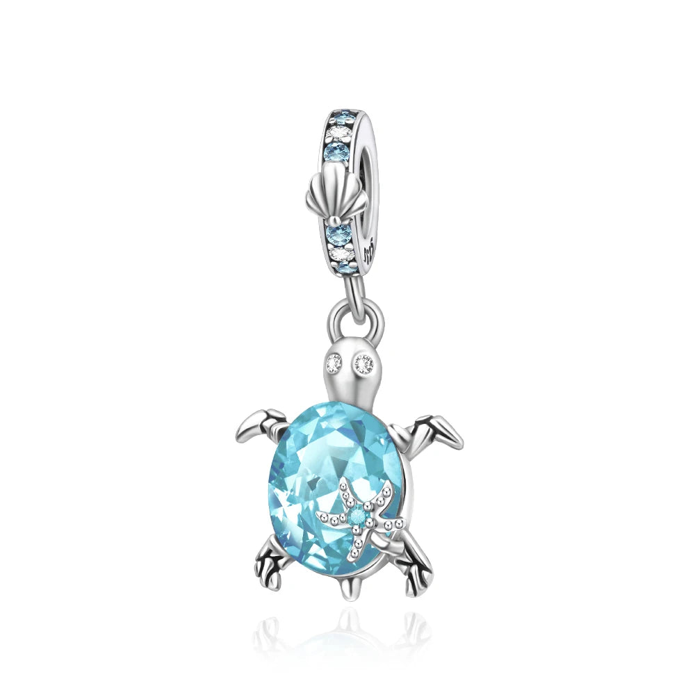 Hot Sale 925 Sterling Silver Summer Ocean Star & Turtle Dangle Charm Bead | Fit Pandora Bracelet