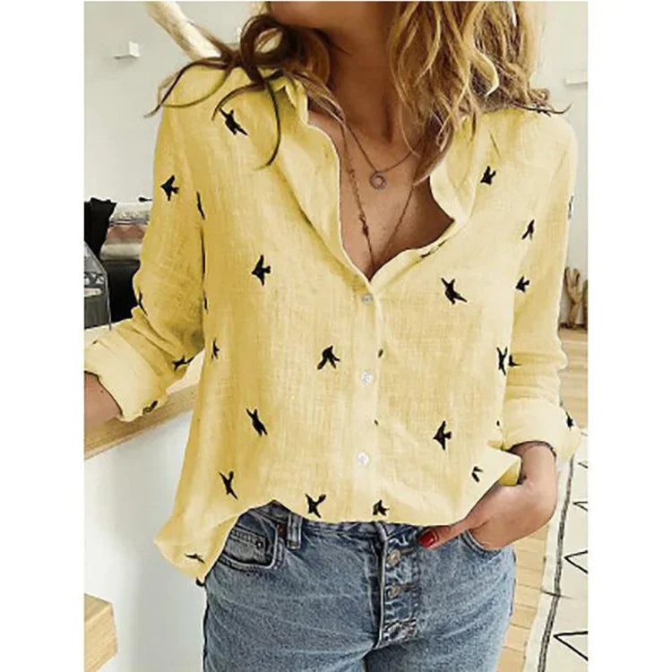 Vintage Cotton Linen Blouse – Long Sleeve Casual Shirt for Women Spring Autumn Top 🌿✨