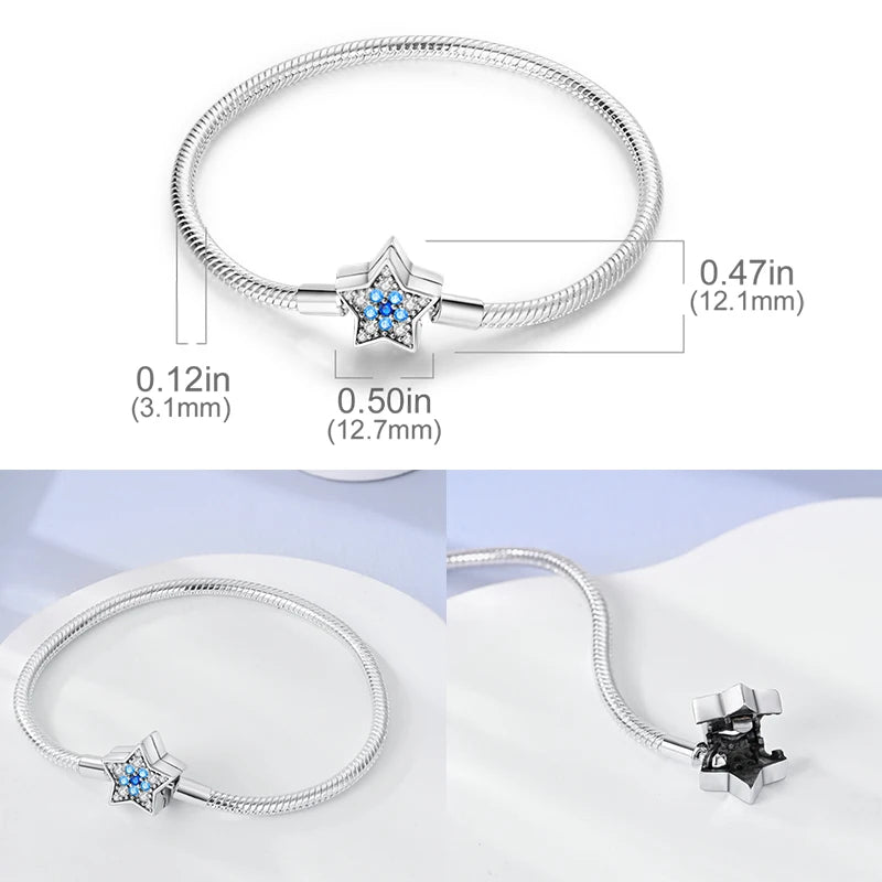 925 Sterling Silver Evil Eye Bracelet with Hand of Fatima | Blue Zircon Protection Charm Jewelry for Women