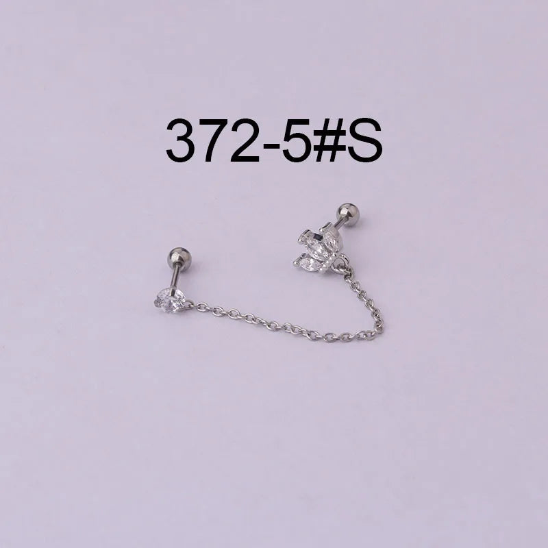 Women’s Punk Rock Helix Ear Cuff with Long Chain | Surgical Steel Fake Cartilage Hoop Earrings Set