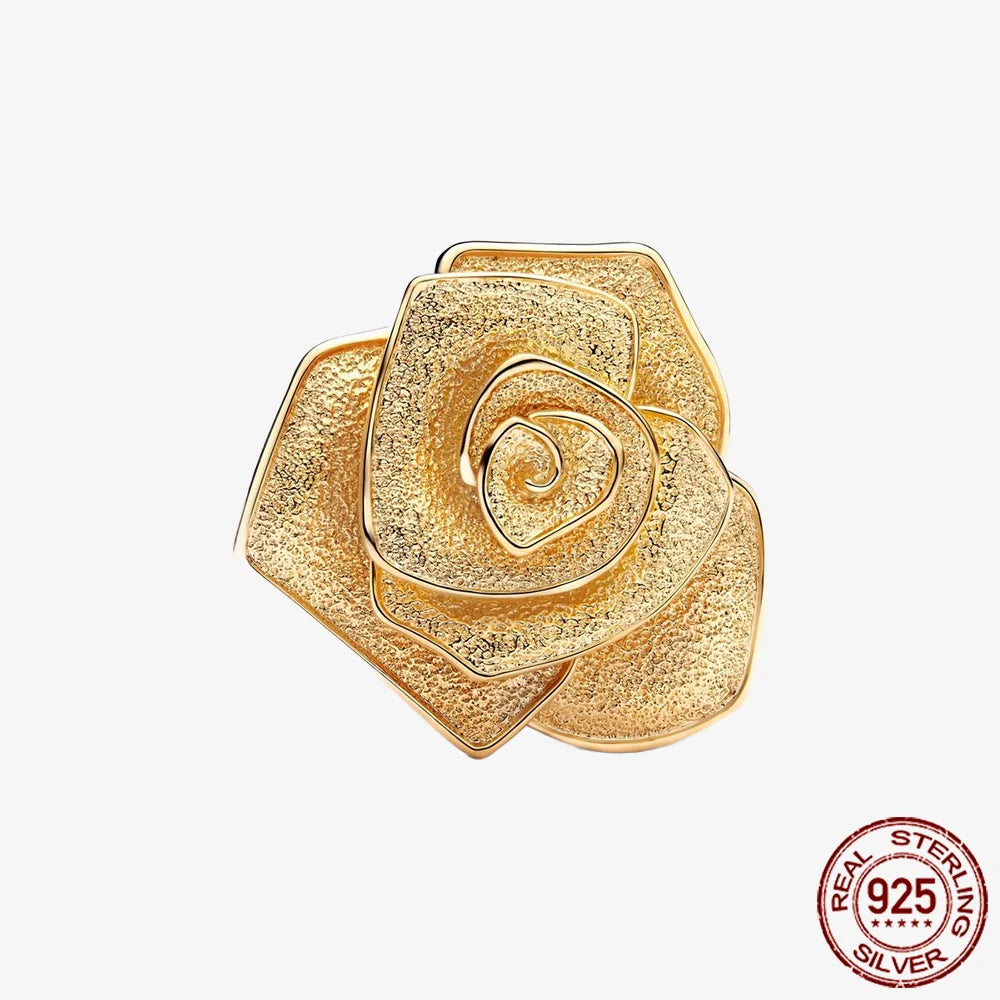 Sparkling Golden Series 925 Sterling Silver Pavé Clip Charm | Fit Original Pandora Bracelet – DIY Jewelry Christmas Gift