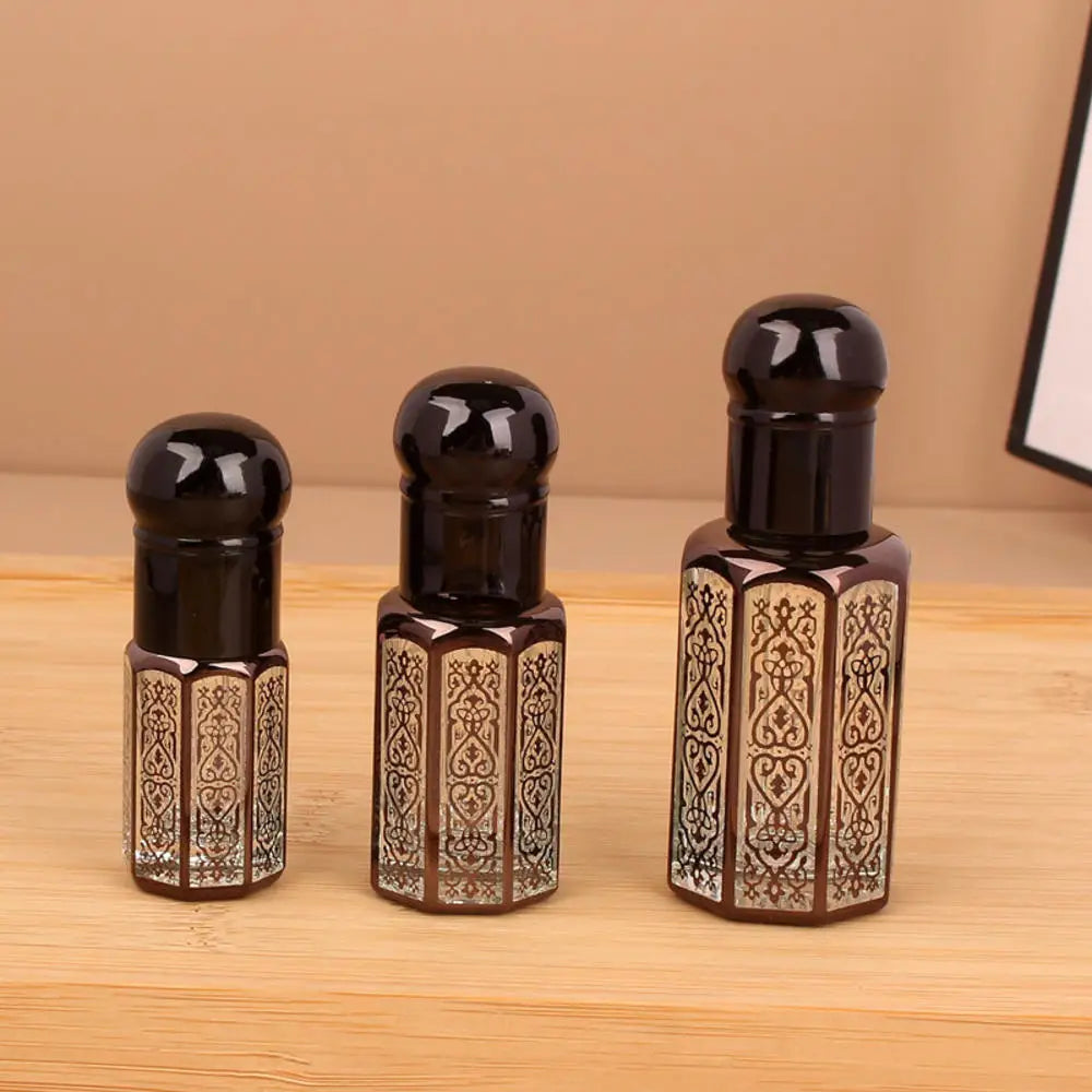 1PC 3/6/12ML Laser Coated Essential Oil Roller Bottle – Empty Glass Roll-On Perfume Bottle with Steel Roller Ball