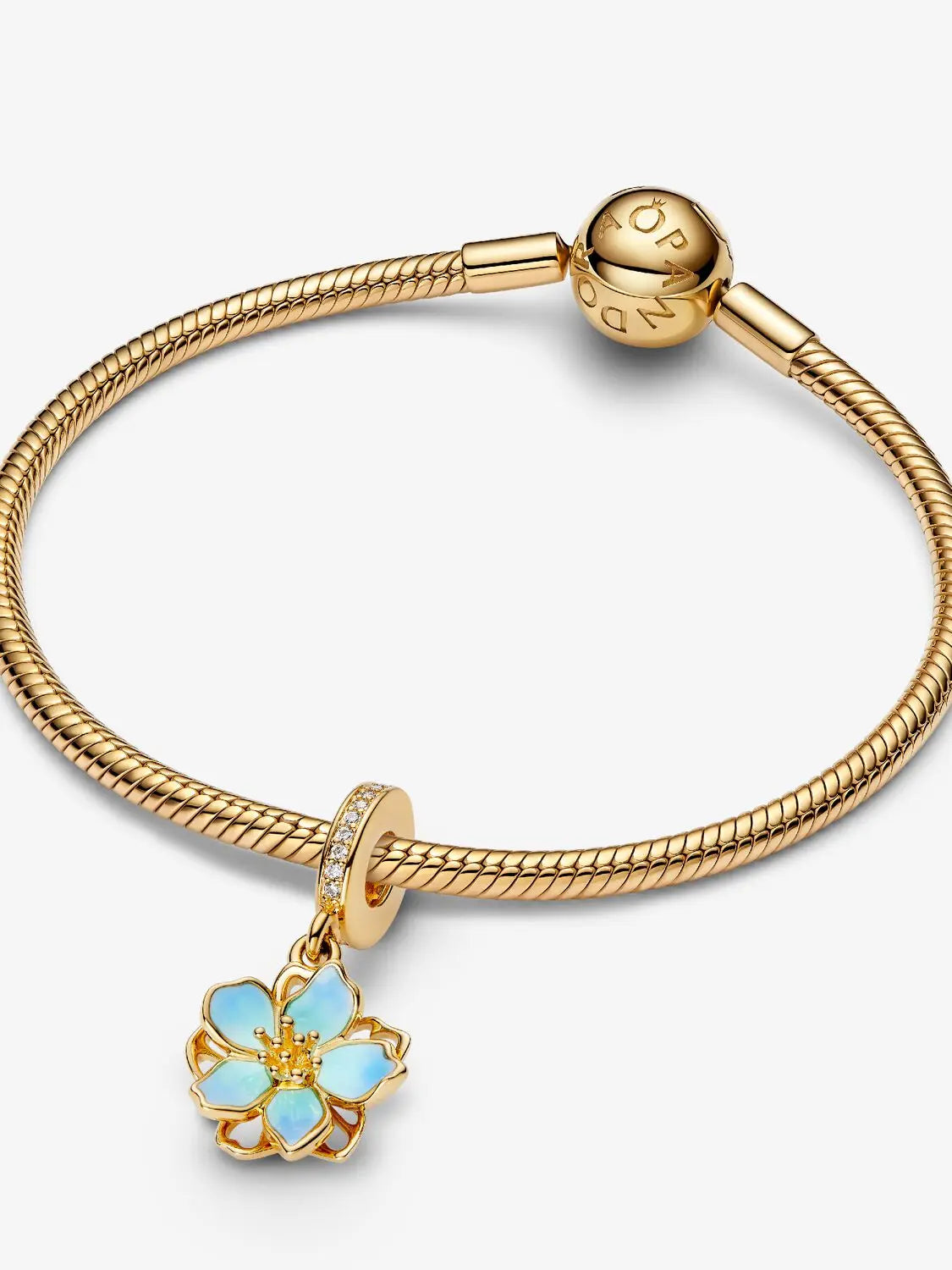 925 Sterling Silver Gold & Silver Cherry Blossom Bead Pendant | Fits Original Charm Bracelets | Sweet DIY Jewelry for Women