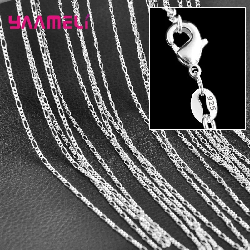 5PCS Authentic 925 Sterling Silver Chain Necklaces | Solid Silver Chains with Lobster Clasps for Men & Women 16–30 Inch